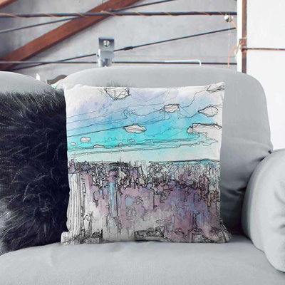 Sao Paulo Brazil Skyline in Abstract Cushion with Filling