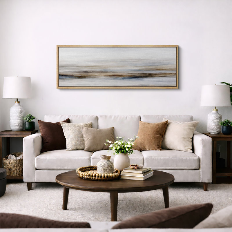 "Abstract", horizon doux, composition de paysage, images de salon serein, impression sur toile encadrée, Cadre naturel