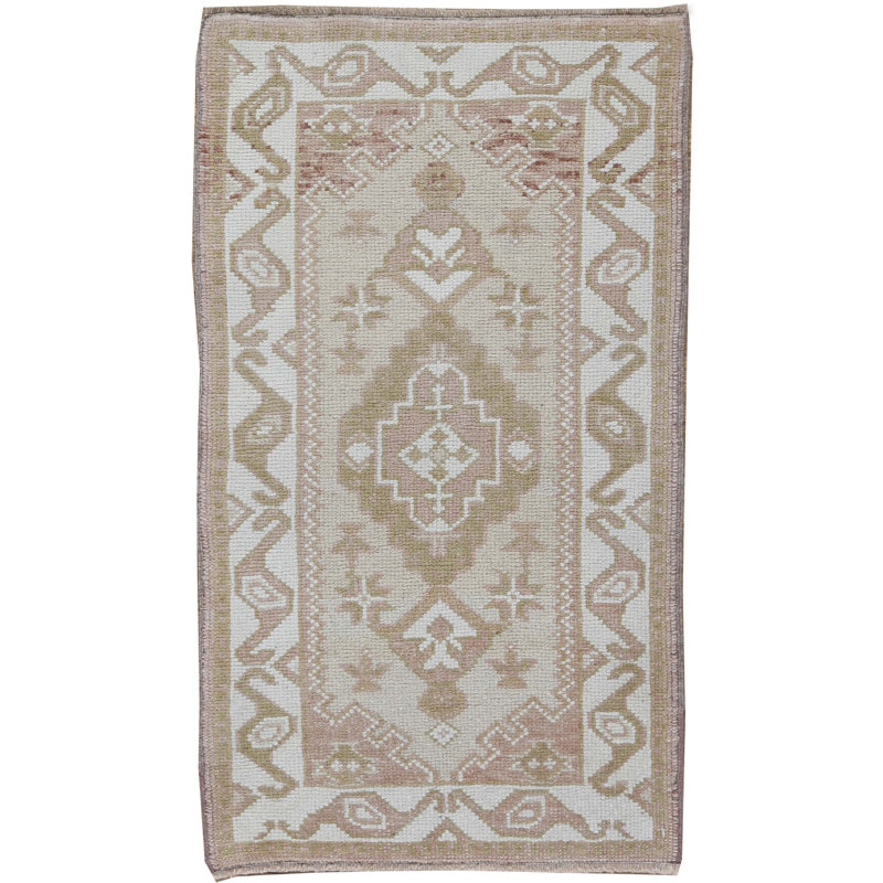 Tapis yastik turque rétro vers 1950, 1 pi 9 po x 3 pi