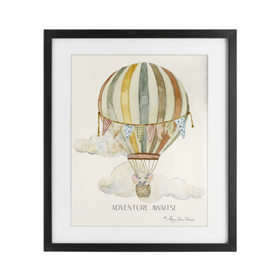 «Adventure Awaits Soft Balloon», reproduction sous verre encadrée, design par Audrey Jeanne Roberts