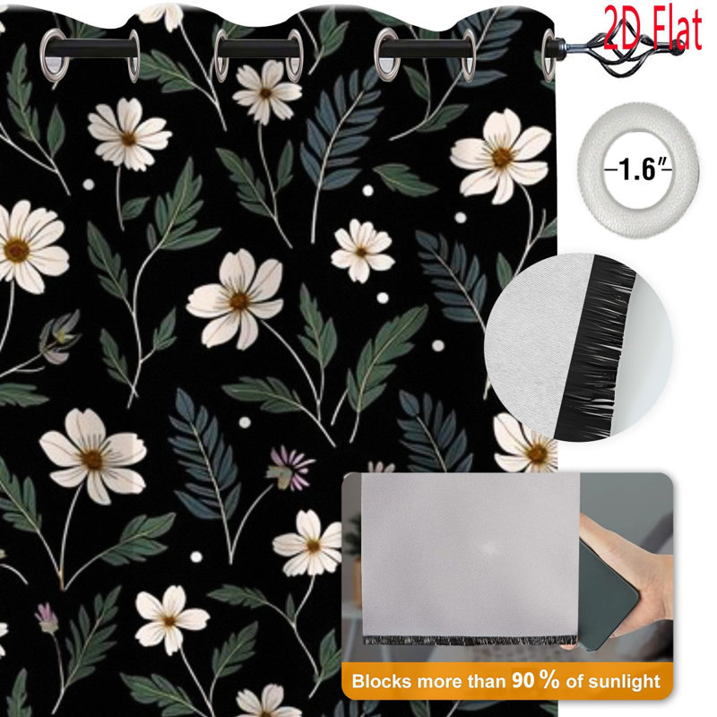 2 pièces rideaux occultants à motif floral, 39 x 63 pouces * 2 pièces