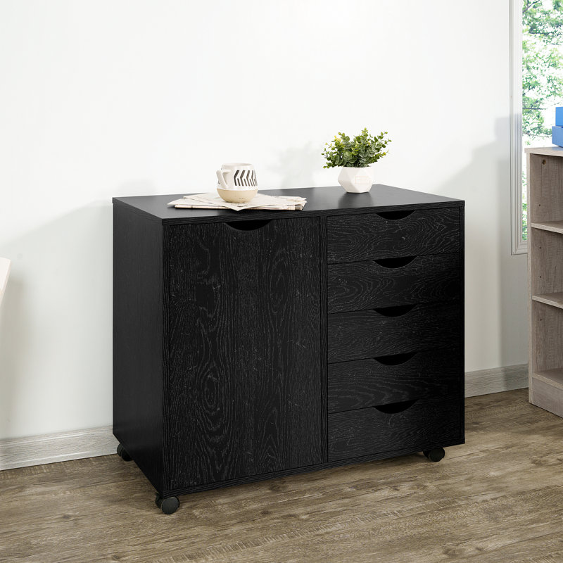 Armoire de rangement de bureau à tiroirs larges 16 po Loyse, Noir