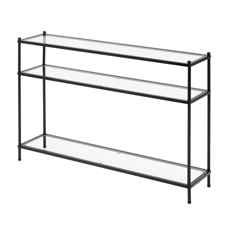 Console avec tablettes Carolina, H 30 po x l 42 po x P 9,5 po, Noir / transparent