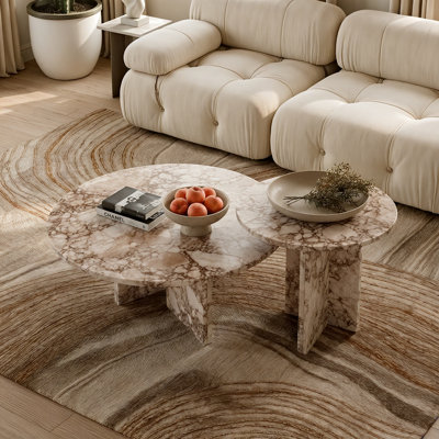Table basse ronde en marbre 2 pièces pour salon