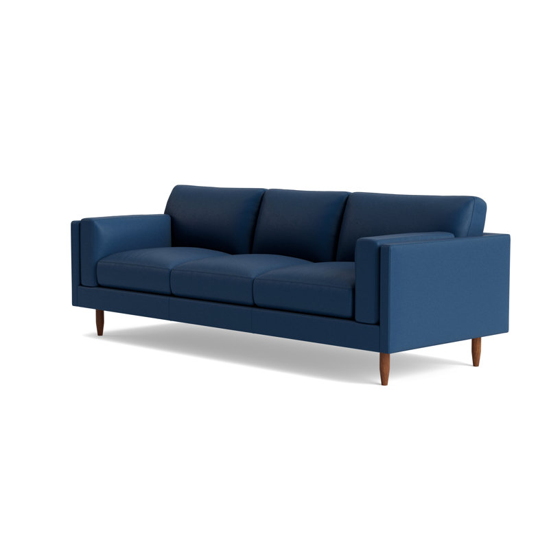 Skinny Fat Leather Sofa (95"), Leather - Deep Blue