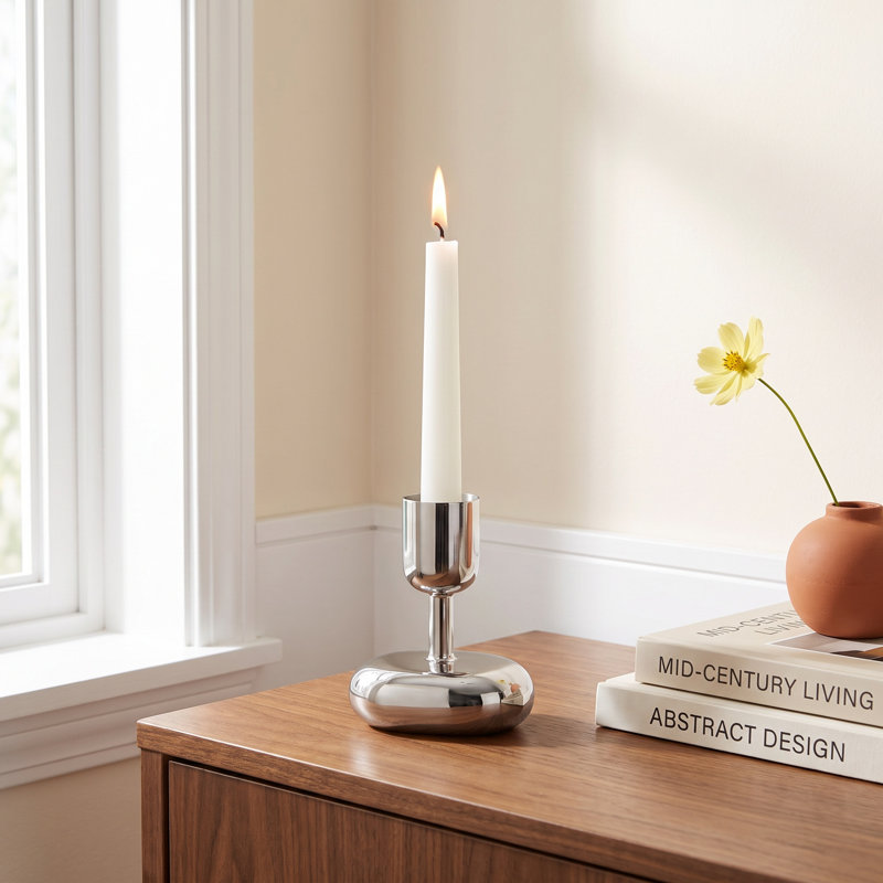 Juba Metal Tabletop Candlestick, 4.21" H x 3.5" W x 3.5" D