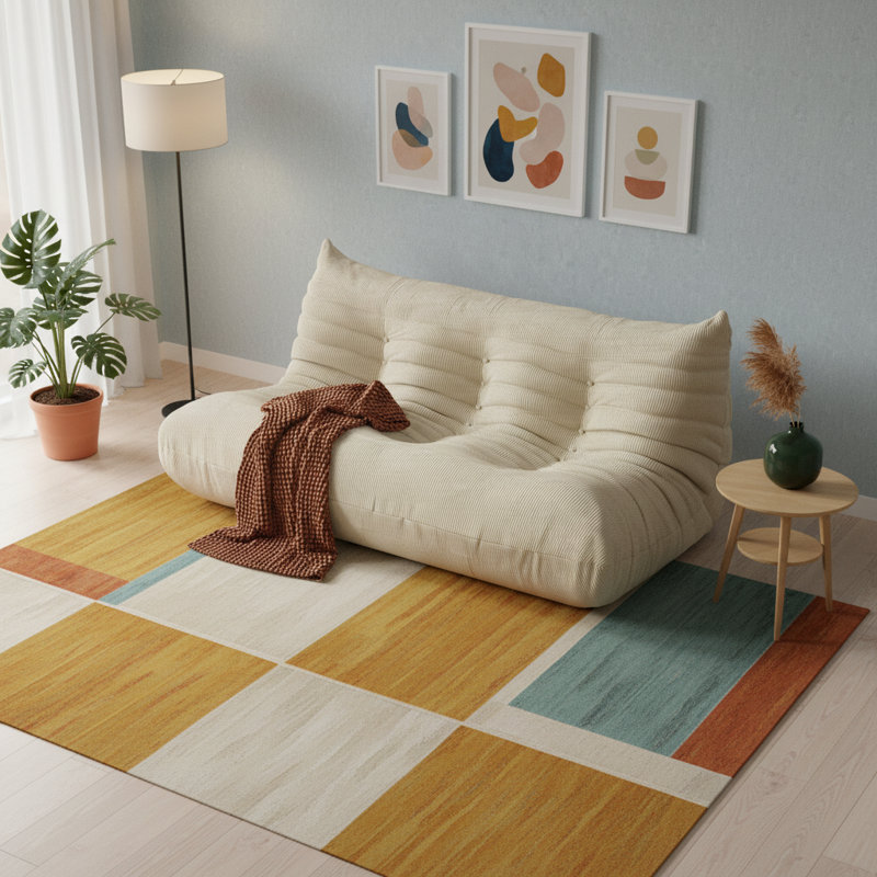 Canapé paresseux sans dossier clinchport, fauteuil à billes, canapé à 3 places pour salon, chambre à coucher, Crème