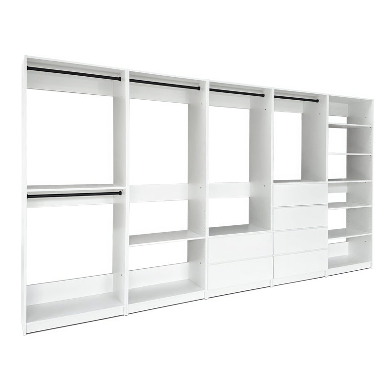 White Freestanding Walk in Wood Closet System
