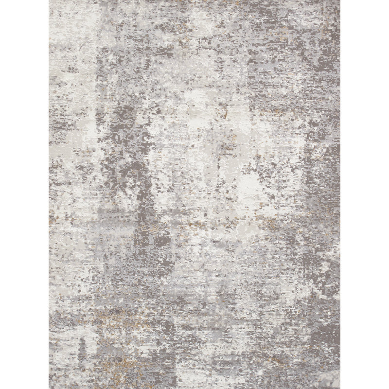 Stella Light Gray Abstract Rectangular 8' x 10' Viscose Area Rug