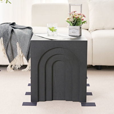Table basse de salle à manger moderne, carrée 15,68 po, noire, fabrication élégante