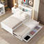 Lit plateforme simple avec tête de lit, USB, lit gigogne simple et 3 tiroirs, blanc