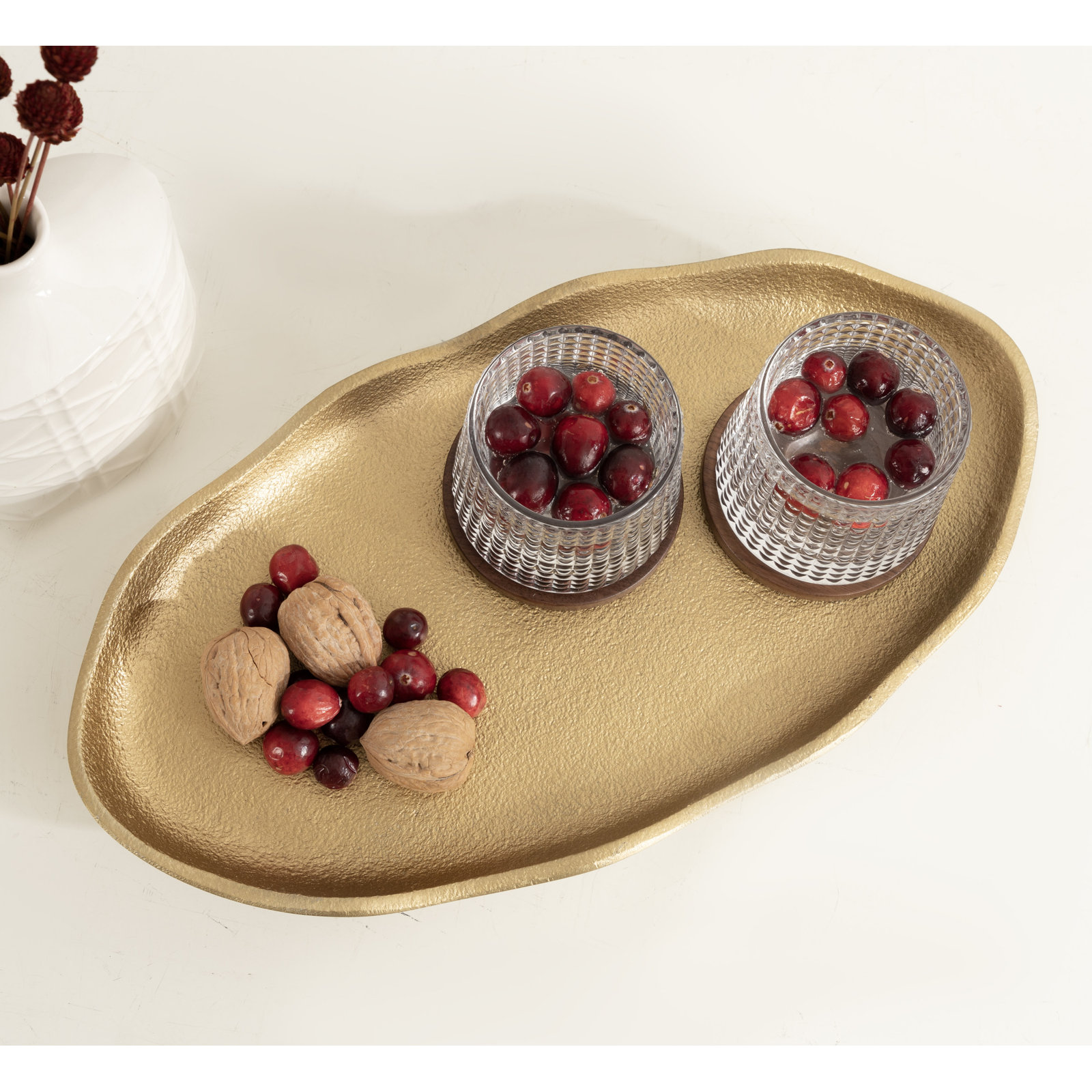 Metal Tray - Set of 1, Gold