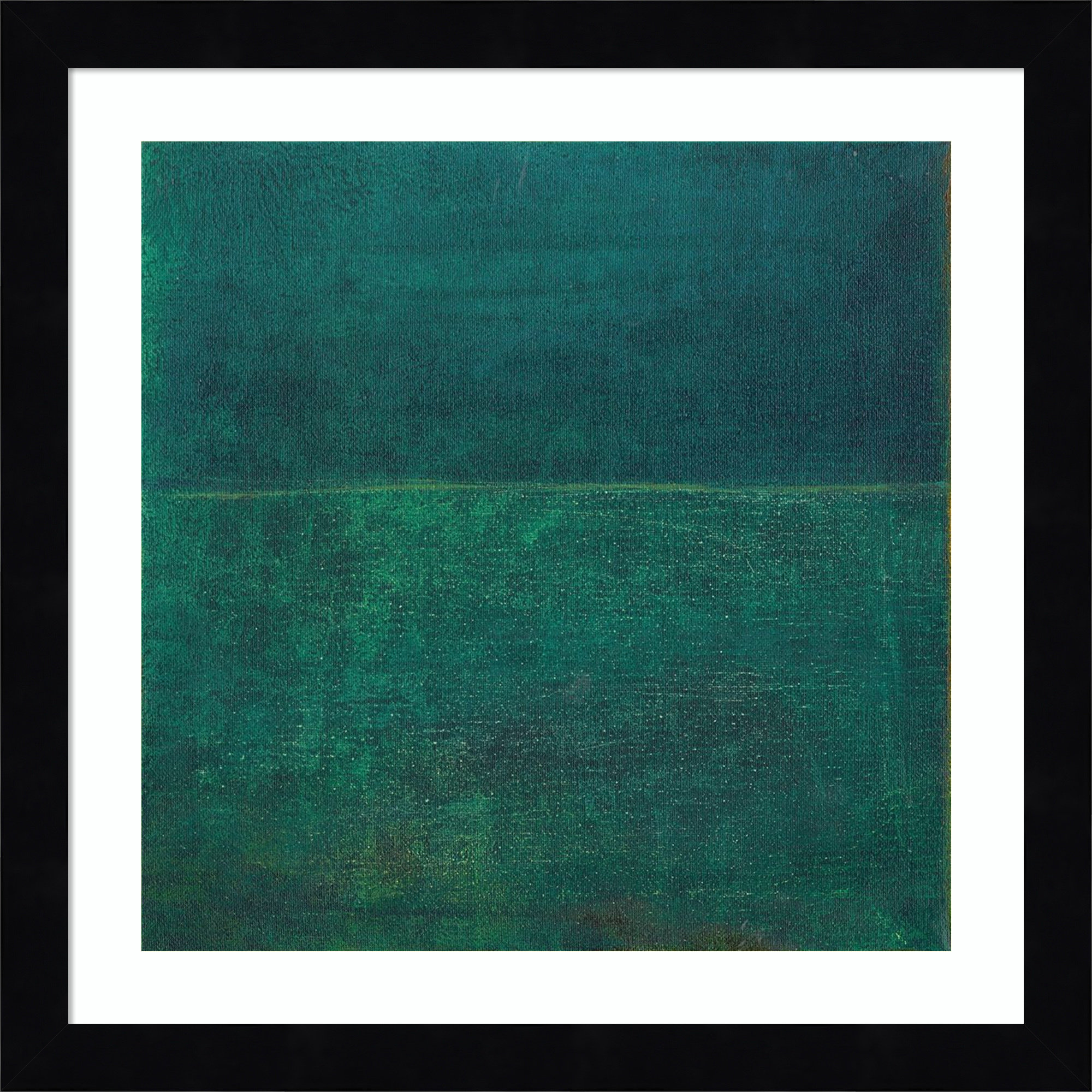 Green Zen I by Jodi Fuchs, 13.12" H x 13.12" W x 0.88" D, Black Framed Paper