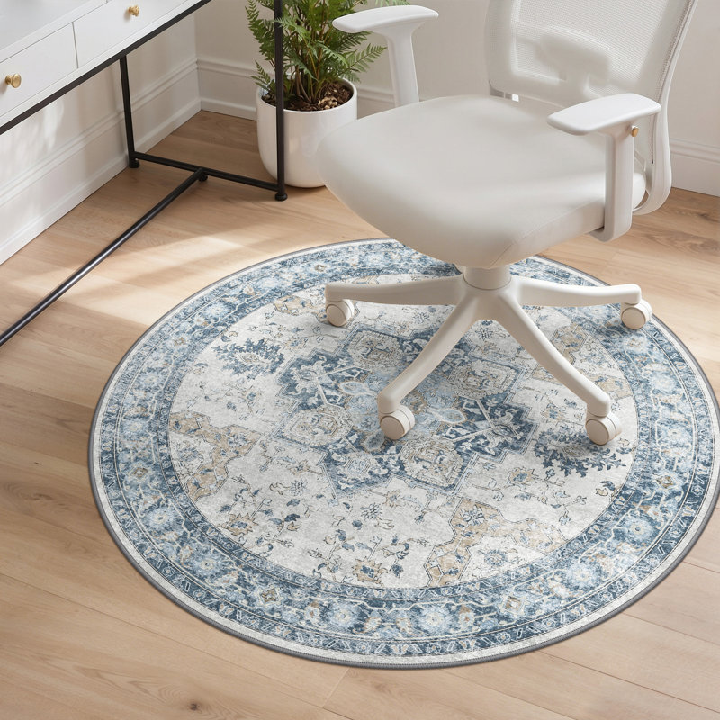 Tapis de chaise de bureau rond 48 po, sous-tapis protecteur de bureau, lavable à la machine, H 0,2 po x l 48 po x P 48 po