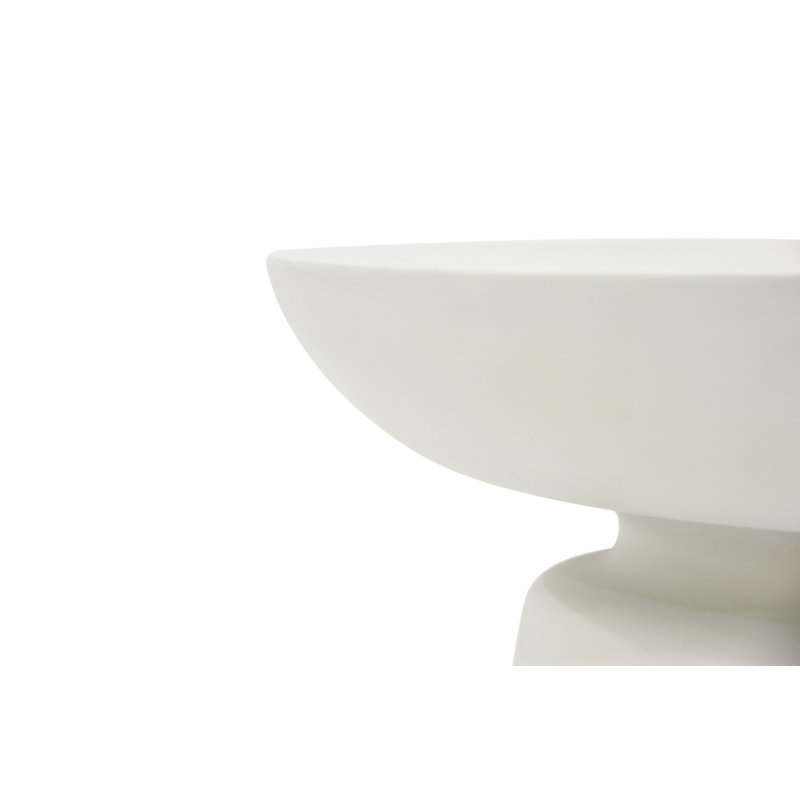 Table d'appoint ronde en béton 20 po Elementi Home Kylix pour l'intérieur et l'extérieur, Blanc, crème