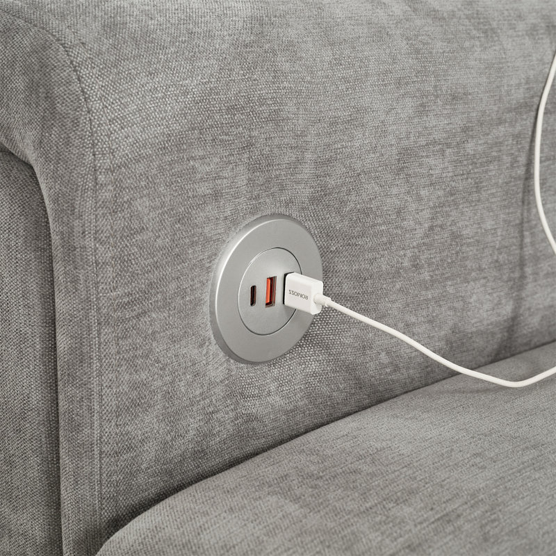Canapé modulaire moderne en U de 115 po avec deux repose-pieds mobiles, Gris chenille