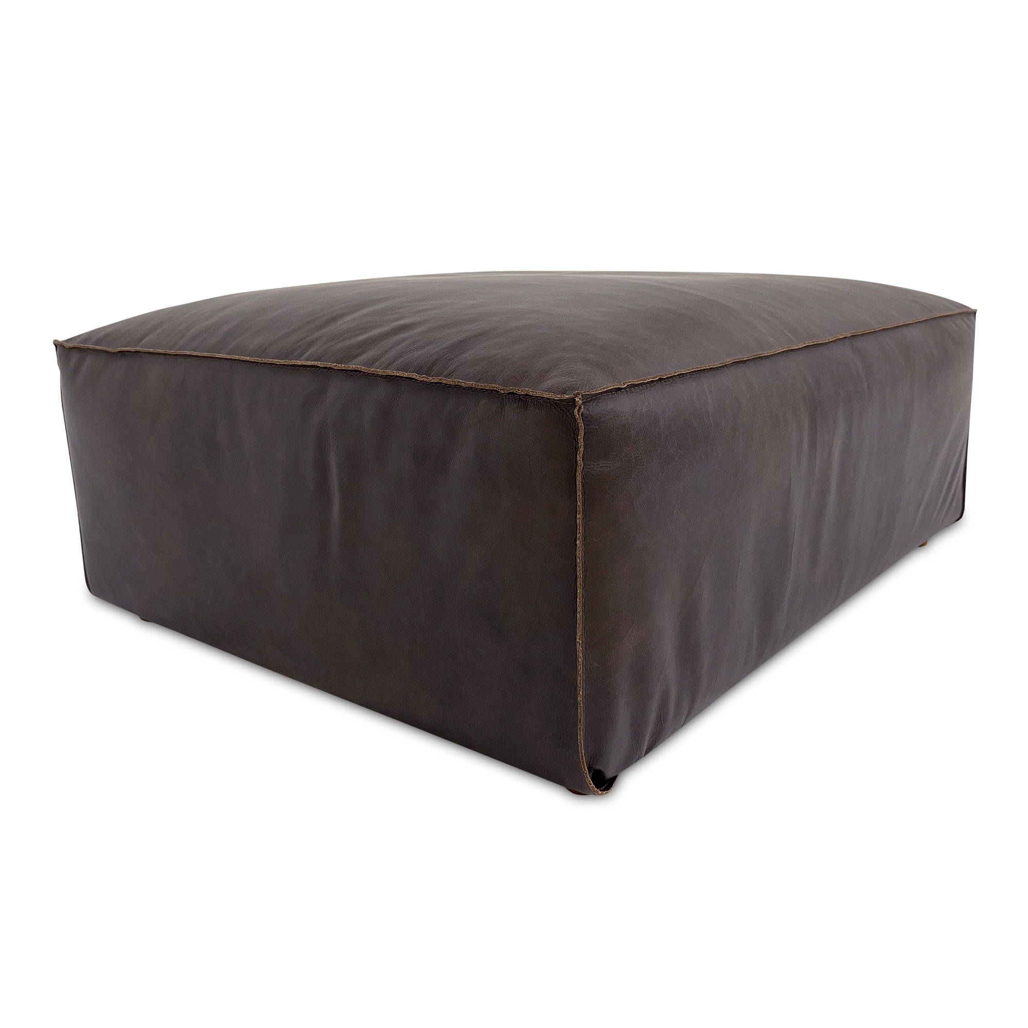 Foley Genuine Leather Ottoman, Brown