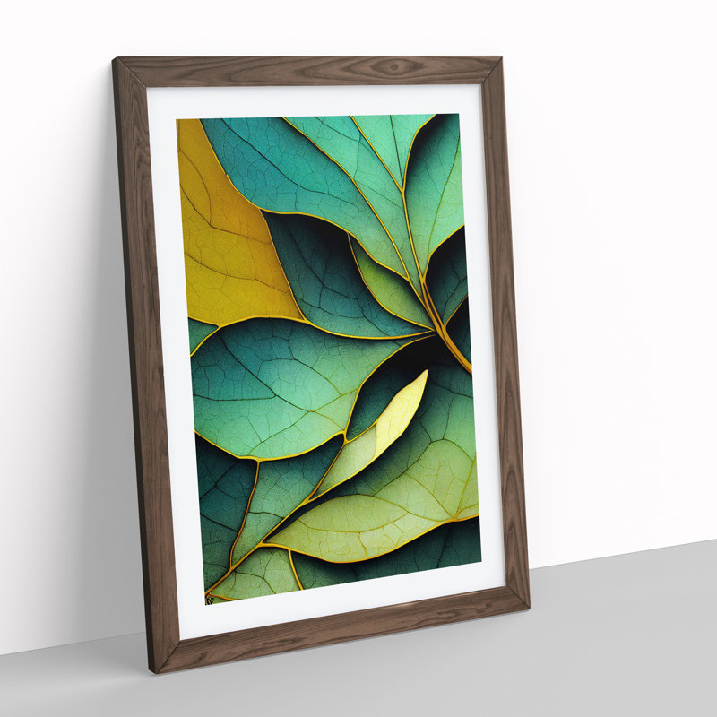 The Artsy Leaves - Print, Walnut Framed Paper, White, 66cm H x 48cm W