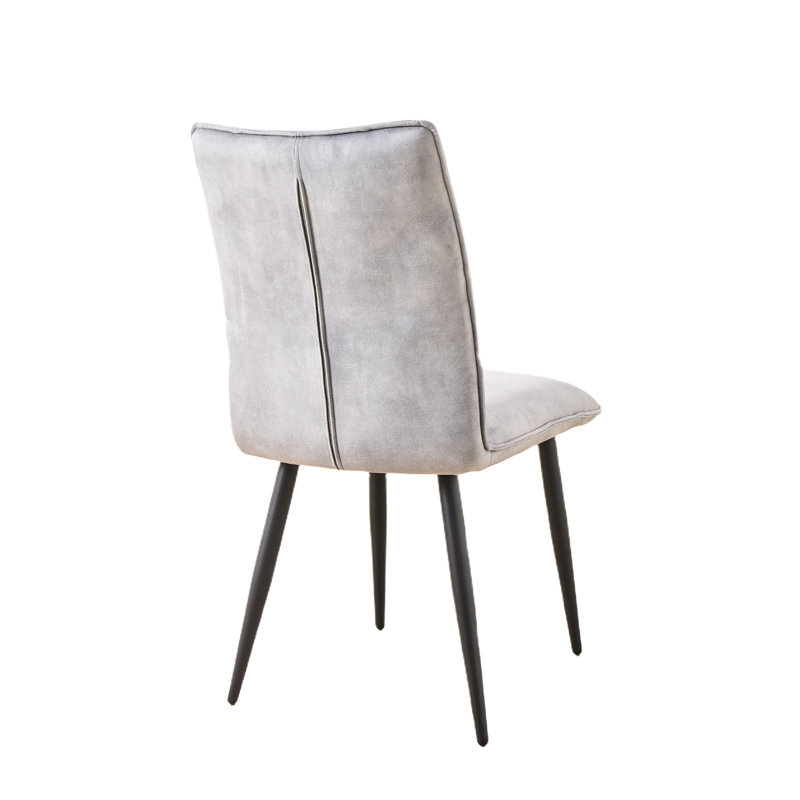 2 chaises de salle à manger en velours gris, pieds fuselés en métal, rembourrage élevé, pour rafraîchir la structure, cadre moderne en fer poli jaune moutarde, sièges rembourrés, tabourets de bar idéaux