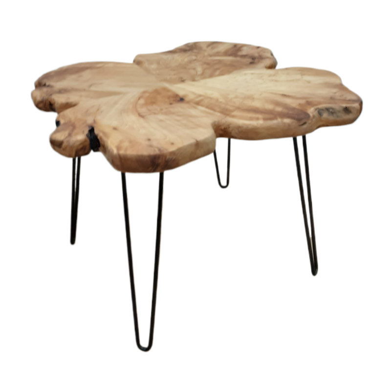 Table basse Live Edge avec pieds en métal - 26 x 26 x 20,5 po