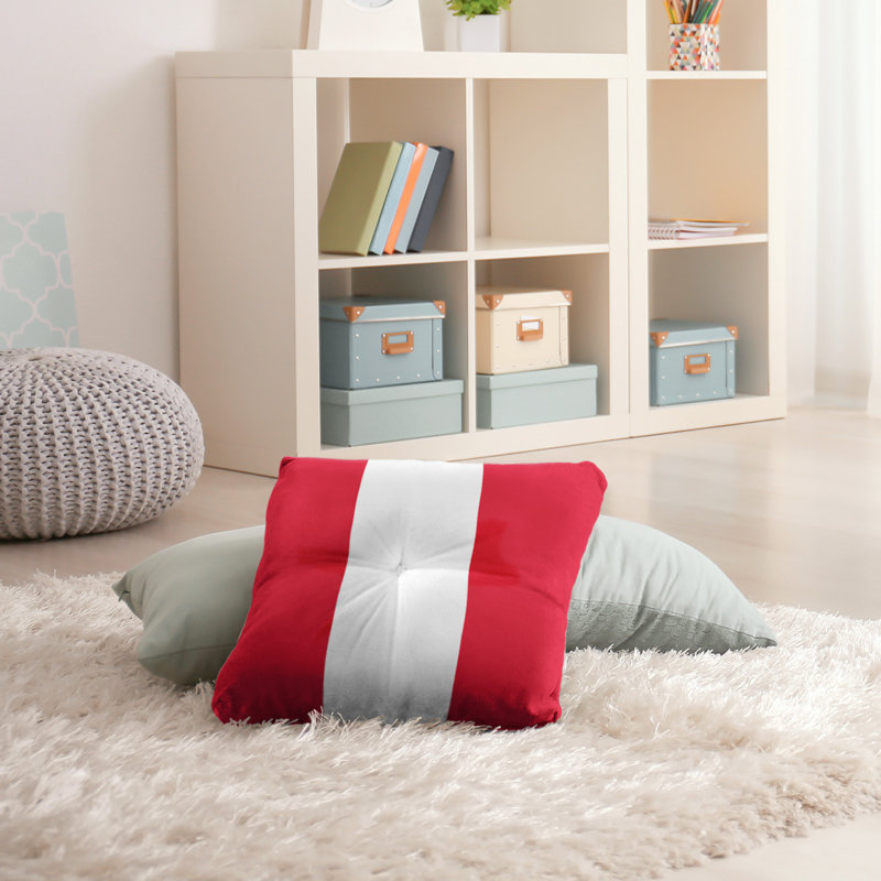  Coussin de sol touffeté, 30 po x 30 po, Rouge / Blanc