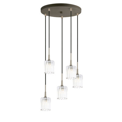 Luminaire suspendu tambour grappe 5 lumières Romona