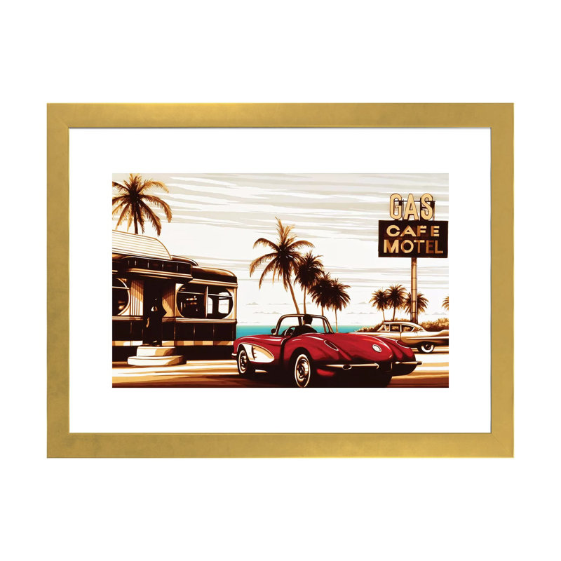 «Diner By The Sea», reproduction sur toile flottante, H 16 po x l 24 po x P 1 po, Papier beaux-arts encadré doré