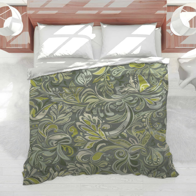 Green Floral Pattern Comforter, Queen