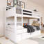 Lit superposé simple au-dessus de simple avec cadre en bois avec tablettes intégrées et tiroir de rangement-4965054