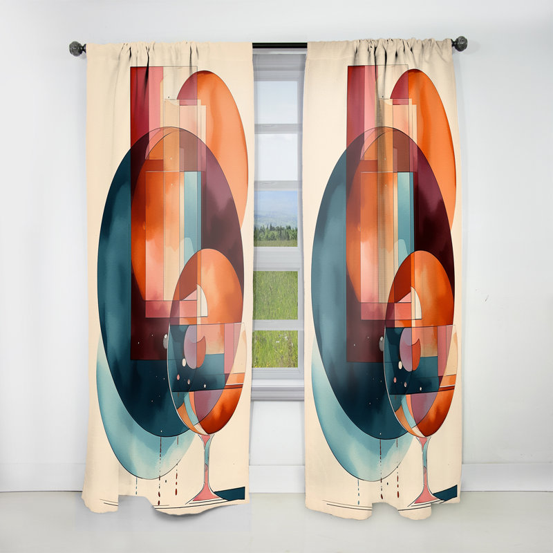 Shreveport Orange Geometric Rhythms Iii Abstract Curtain Velvet Room Darkening 1 Panel, 52" W x 108" L