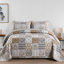Ensemble de courtepointe à carreaux en microfibre 3 pièces Paisley Boho-123007512-123007521