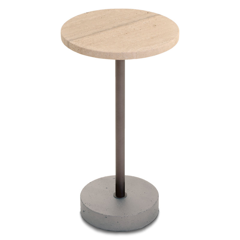 Bonn Side Table in Travertine and Bronze