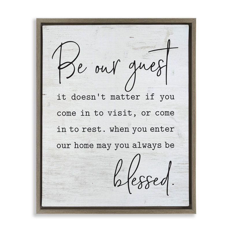 " Be Our Guest Home Family Inspirational Word On Wood Design " by Lettered And Lined, 31" H x 25" W