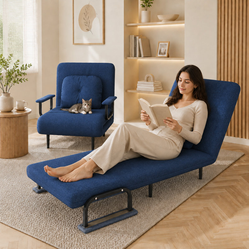 Canapé-lit pliant 46 po 5-en-1, causeuse convertible 5-en-1, dossier réglable à 5 positions avec canapé-lit pliant, canapé-lit peu encombrant pour le salon, la chambre à coucher et le bureau