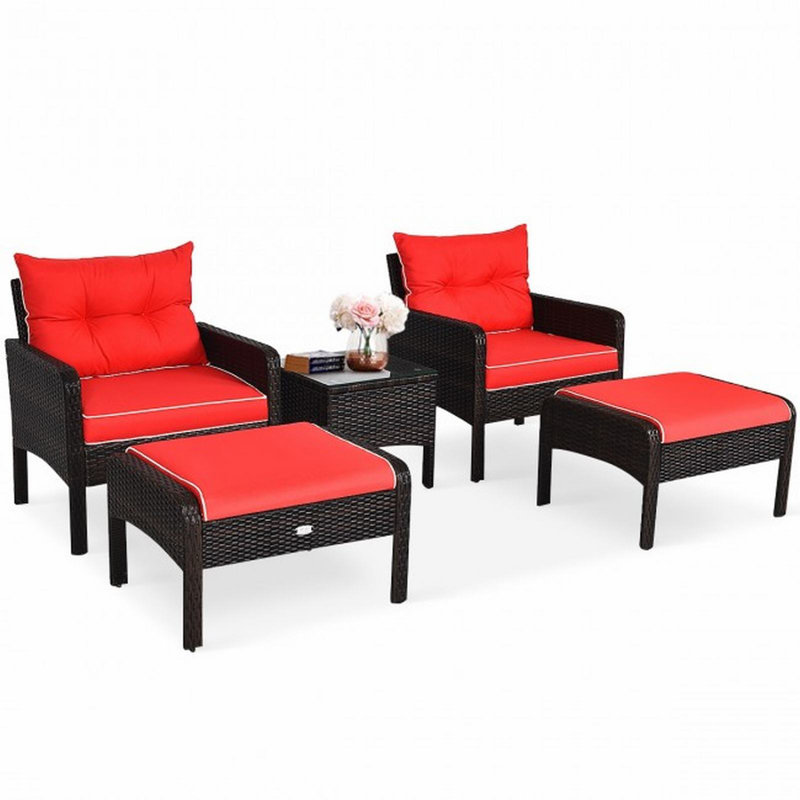 Amanti 4 - Person Patio Conversation Set with Cushions, Red