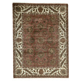 Hand Knotted Wool Oriental Area Rug in Rust And Ivory