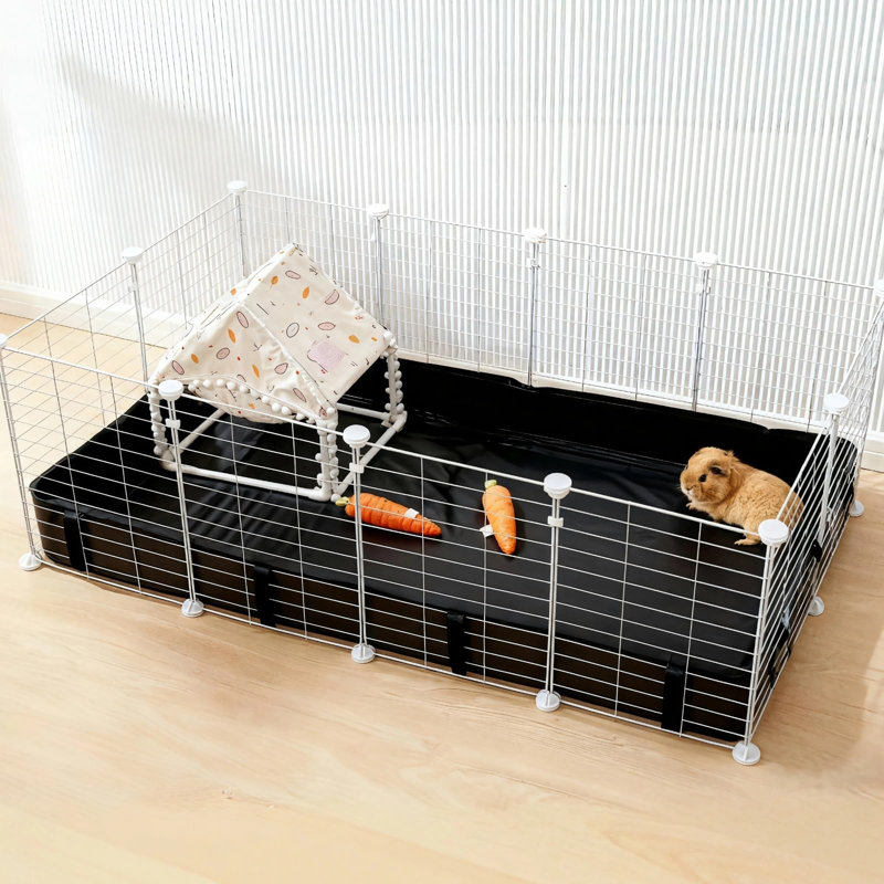 Tapis de cage de hamster noir imperméable en PVC noir, coussin de fond de cage de petit animal de compagnie réutilisable et lavable