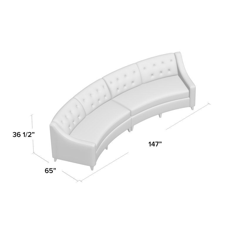 Charlotte Upholstered Curved Sectional Symmetrical, Lena White, Black, Feather/Down