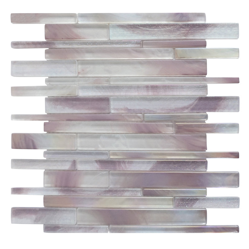 Aurora 11.82 in. x 12.76 in. Interlocking Glossy Glass Mosaic Tile, Purple