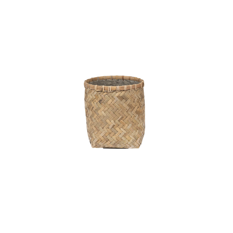 West Palm Faux Philodendron Plant in Cement/Bamboo Planter