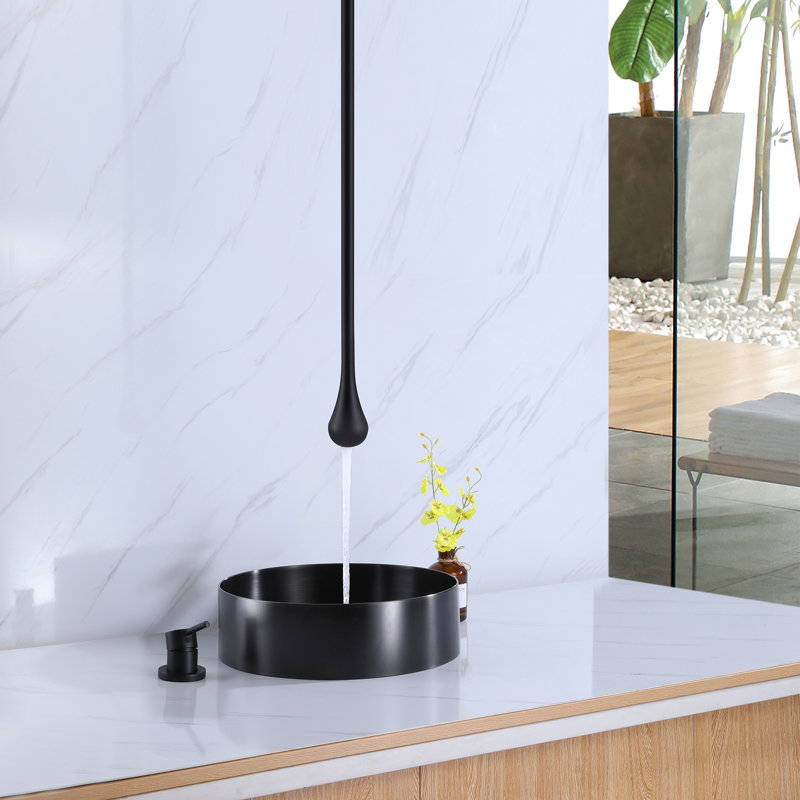 Robinet de salle de bain monocommande à fixation au plafond, Noir mat