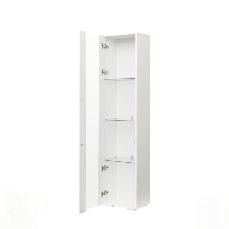 Stylish Side Cabinet with Aluminum Strip Lamp, for Modern Decor and Efficient Storage Solutions., White