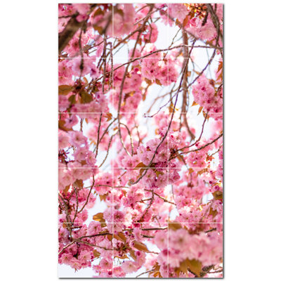 36"" x 60"" Ceramic Flowers Photo Decorative Mural Tile PT500637: 12"" x 12"" (Set of 15) -  Picture-Tiles.com, PT500637-35XL