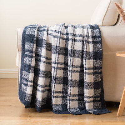 Checkered Throw Blanket, Plaid Knitted Throw Blankets For Couch, Sofa, Bed, Warm Cozy Fuzzy Farmhouse Plaid Blanket For Spring(50"X60")