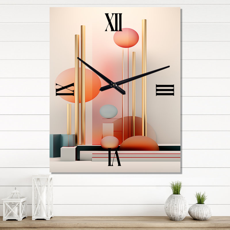 Horloge murale géométrique moderne rétro Obsequious Traditions III, H 40 po x l 30 po x P 1 po