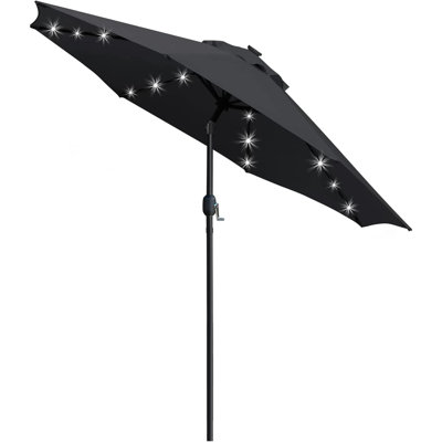 Tayhlor 108 " W Hexagonal Lighted Tilt and Rotating Market Umbrella with Crank Lift