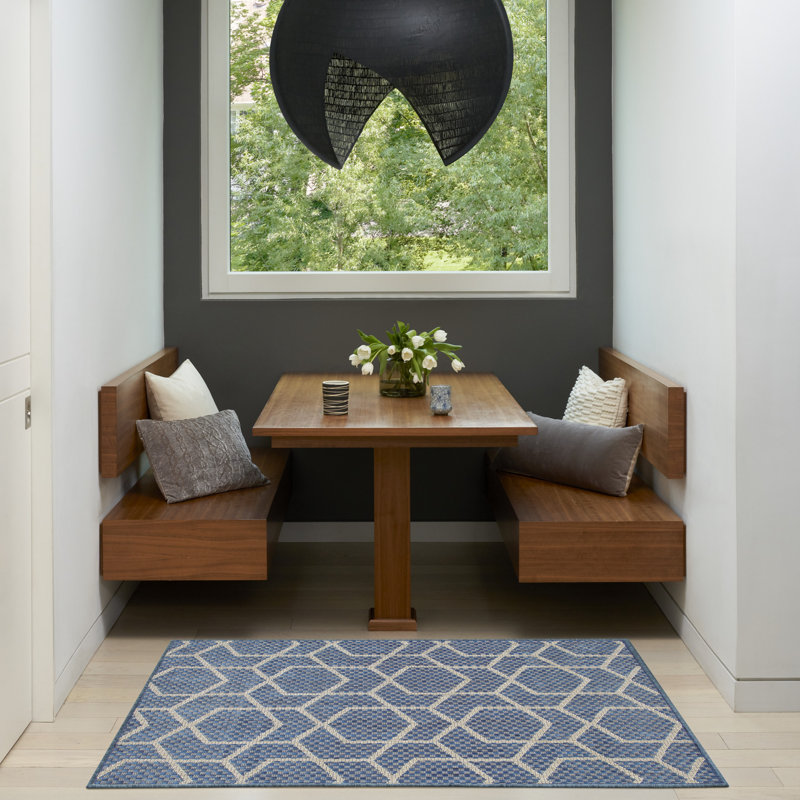 Reidy Modern Indoor/Outdoor Rug, Rectangle 3' x 5', Denim