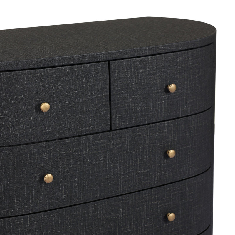 Amelia Chest-Ivory Painted Linen, Black Linen