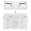 Meuble-lavabo de 60 po avec lavabo double, structure en bois massif autoportant, tiroirs à fermeture en douceur, blanc léger pour une apparence polie,