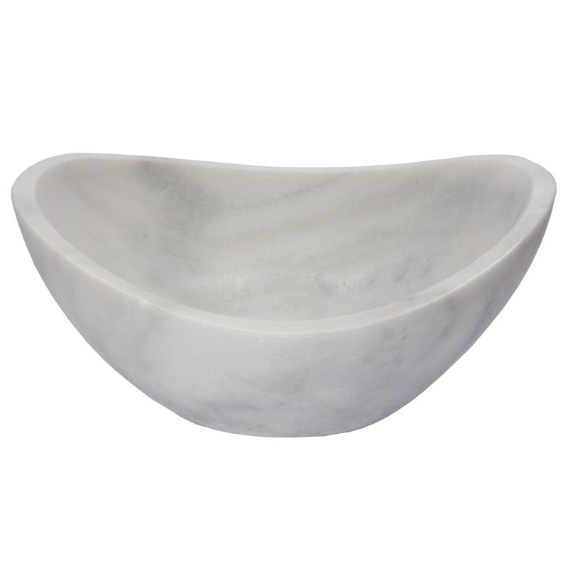 Eden Bath 12.75'' Stone Oval Bathroom Sink, Honed White